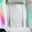 Biały rozkładany fotel gamingowy ergonomiczny LED z poduszką Pixy Koszt