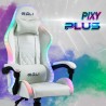 Biały fotel do gier ergonomiczny rozkładany masujący LED Pixy Plus Oferta