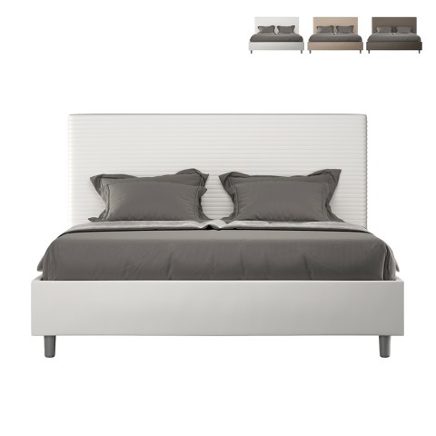 Podwójne łóżko 160x190 ze schowkiem nowoczesna imitacja skóry Focus M Promocja